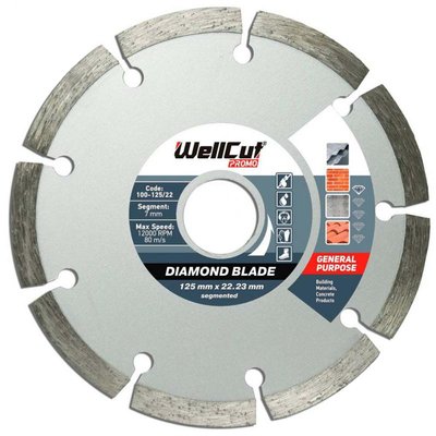 Алмазний круг Wellcut Promo 100 шт/уп 125x7x22,23 Сегмент 100-125/22 фото